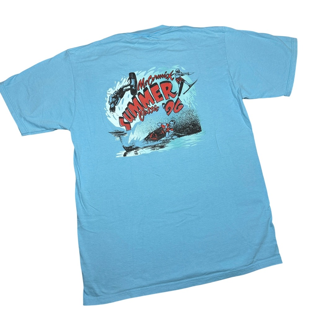 Vintage 1996 McCormick Summer Classic Water Skiing T-Shirt Blue Tampa Florida L